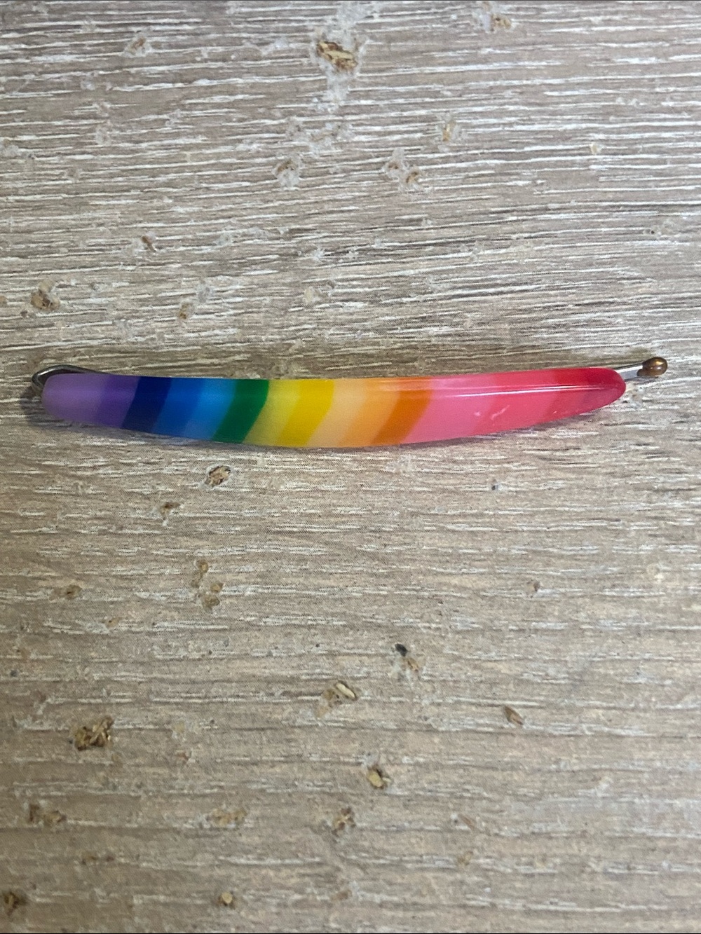 Vintage 1980s Rainbow Striped Hair Barrette Clip